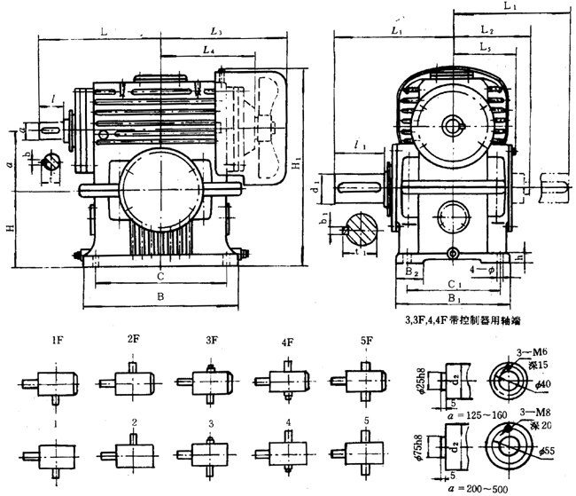 蝸輪減速器外形、安裝尺寸