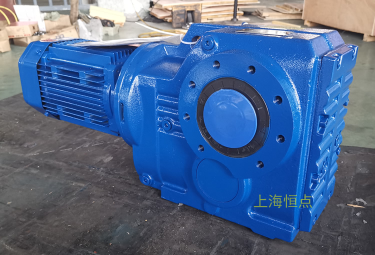 KA77減速機 輸入配方殼電機 輸出通孔 藍色實物圖 -上海恒點