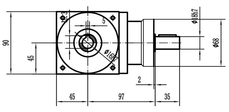 HDA09系列換向器：HDA09-2：1-E外形安裝尺寸圖2